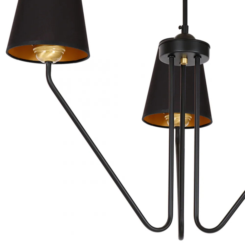 Żyrandol VICTORIA Czarny Złoty Abażury 3xE27 * Eko-light Discount