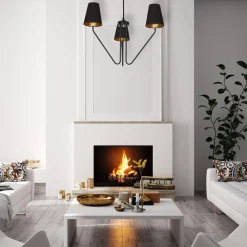 Żyrandol VICTORIA Czarny Złoty Abażury 3xE27 * Eko-light Discount