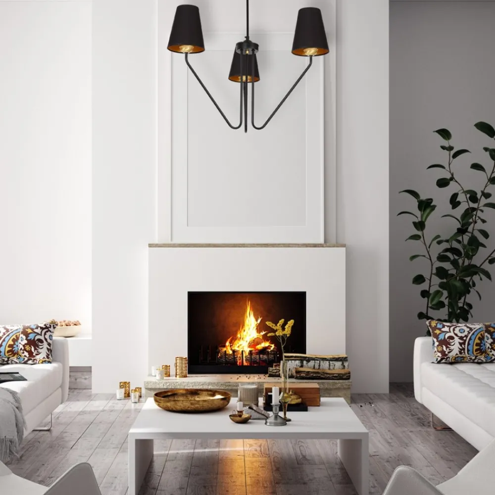 Żyrandol VICTORIA Czarny Złoty Abażury 3xE27 * Eko-light Discount