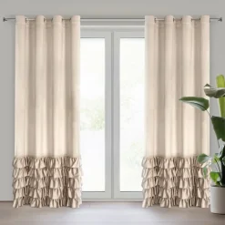 Zasłona CARLI 140x250 beżowa falbany cyrkonie