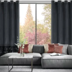 Zasłona CARLI 140x250 czarna falbany cyrkonie