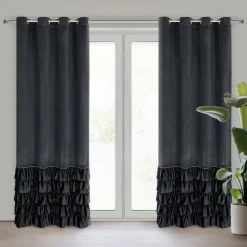 Zasłona CARLI 140x250 czarna falbany cyrkonie