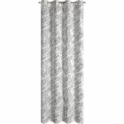 Zasłona EDITH 140x250 cm czarne napisy przelotki