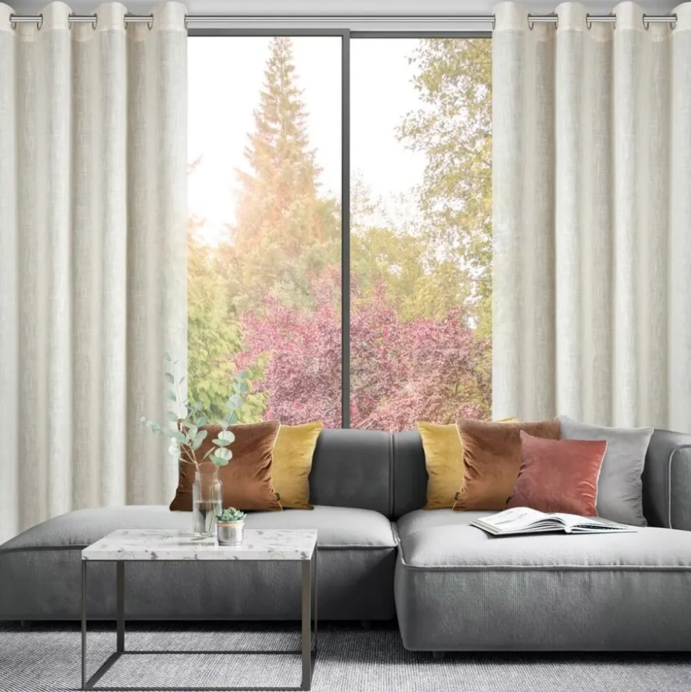 Zasłona gotowa ELINA 140x250 cm naturalna z lnem