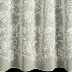 Zasłona LILY 140x250 cm beżowa haftowane kwiaty przelotki