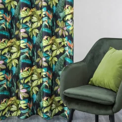Zasłona LIVY 140x250 zielone liście kwiaty