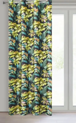 Zasłona LIVY 140x250 zielone liście kwiaty