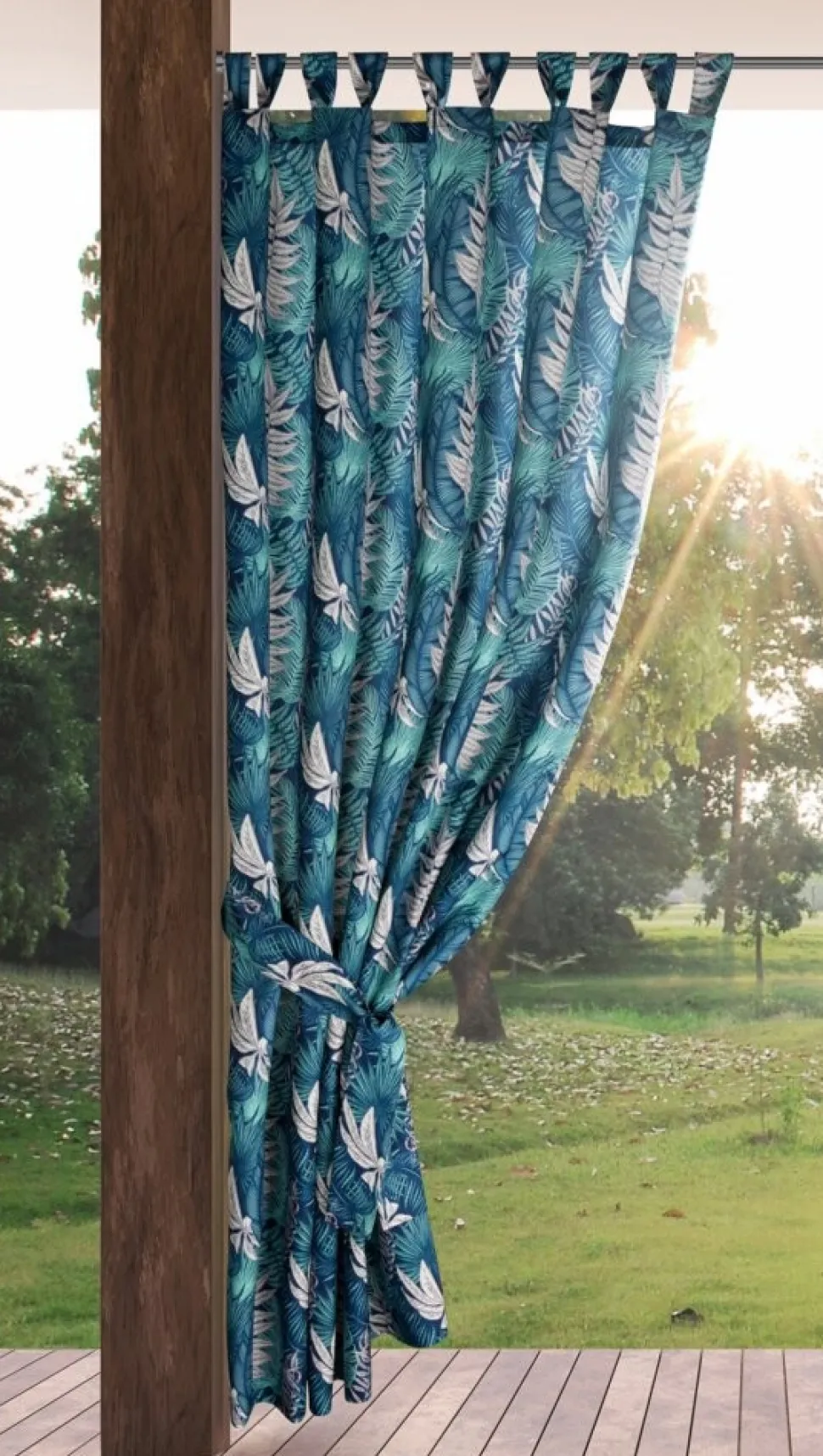 Zasłona ogrodowa 155x240 liście turkus