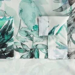 Zasłona ogrodowa 155x260cm biała zielone liście