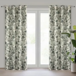 Zasłona TALI 140x250 cm zielone kwiaty przelotki