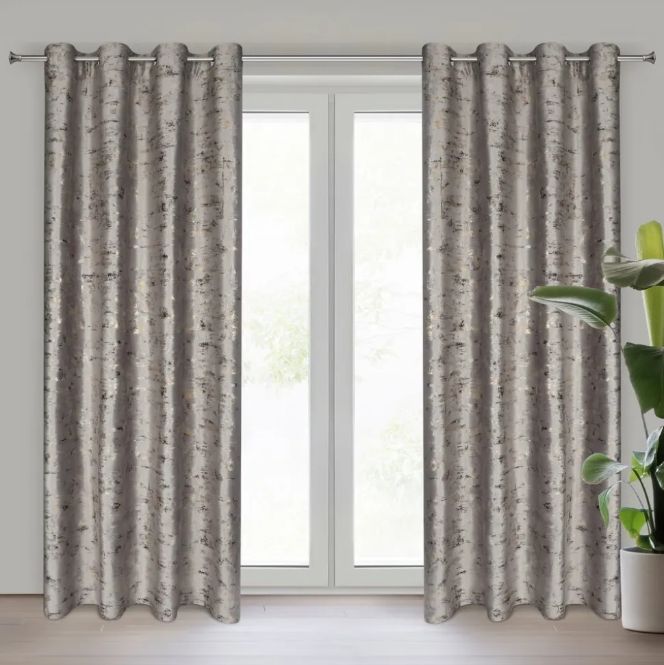 Zasłona TAMI 140x250 stalowa ze złotem