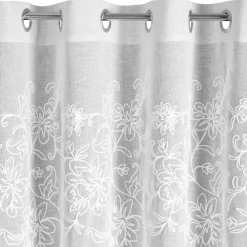 Zasłona LILY 140x250 cm biała haftowane kwiaty przelotki * EUROFIRANY B.B. Choczyńscy Sp.J. Online