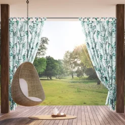 Zasłona ogrodowa 155x240cm biała zielone liście * EUROFIRANY B.B. Choczyńscy Sp.J. Sale