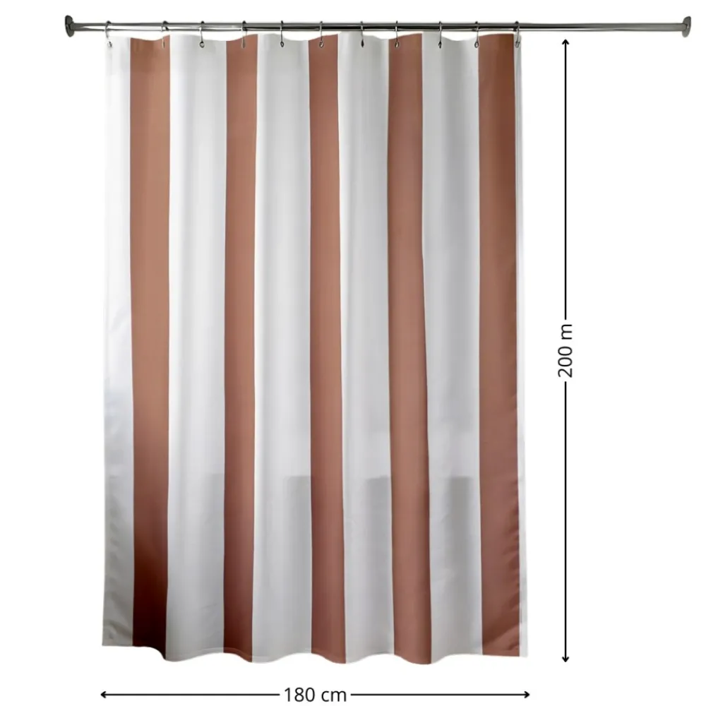Zasłona prysznicowa Nola 180x200 cm pasy mocha * TENDANCE