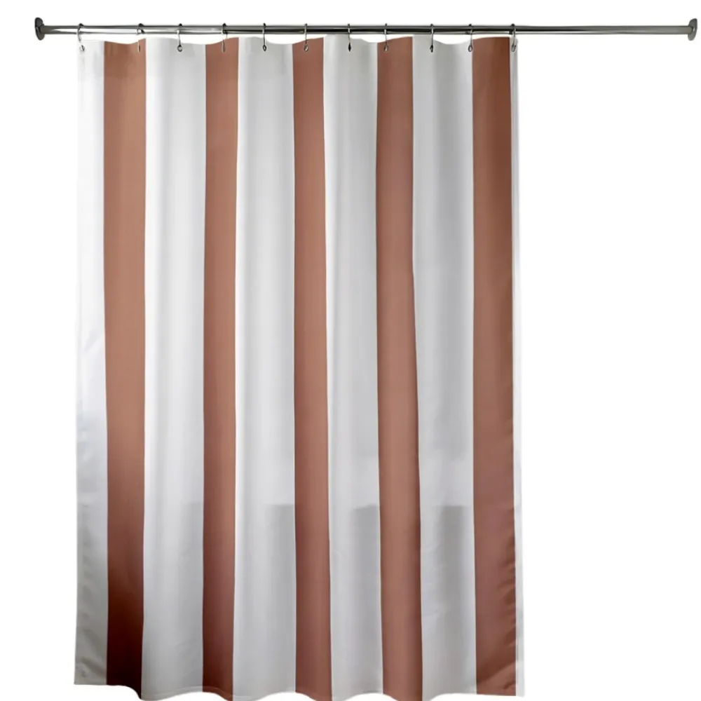 Zasłona prysznicowa Nola 180x200 cm pasy mocha * TENDANCE
