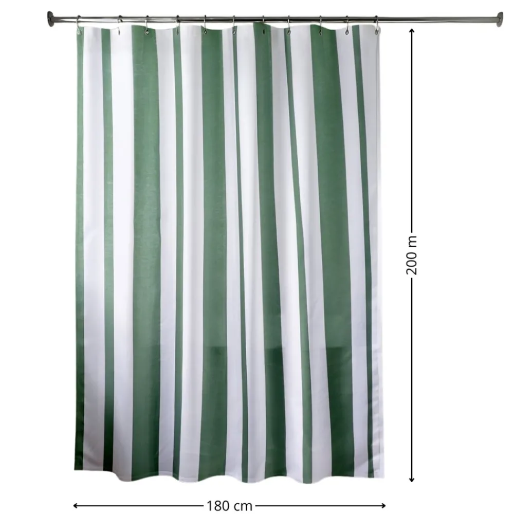 Zasłona prysznicowa Nola 180x200 cm pasy szałwia * TENDANCE Online