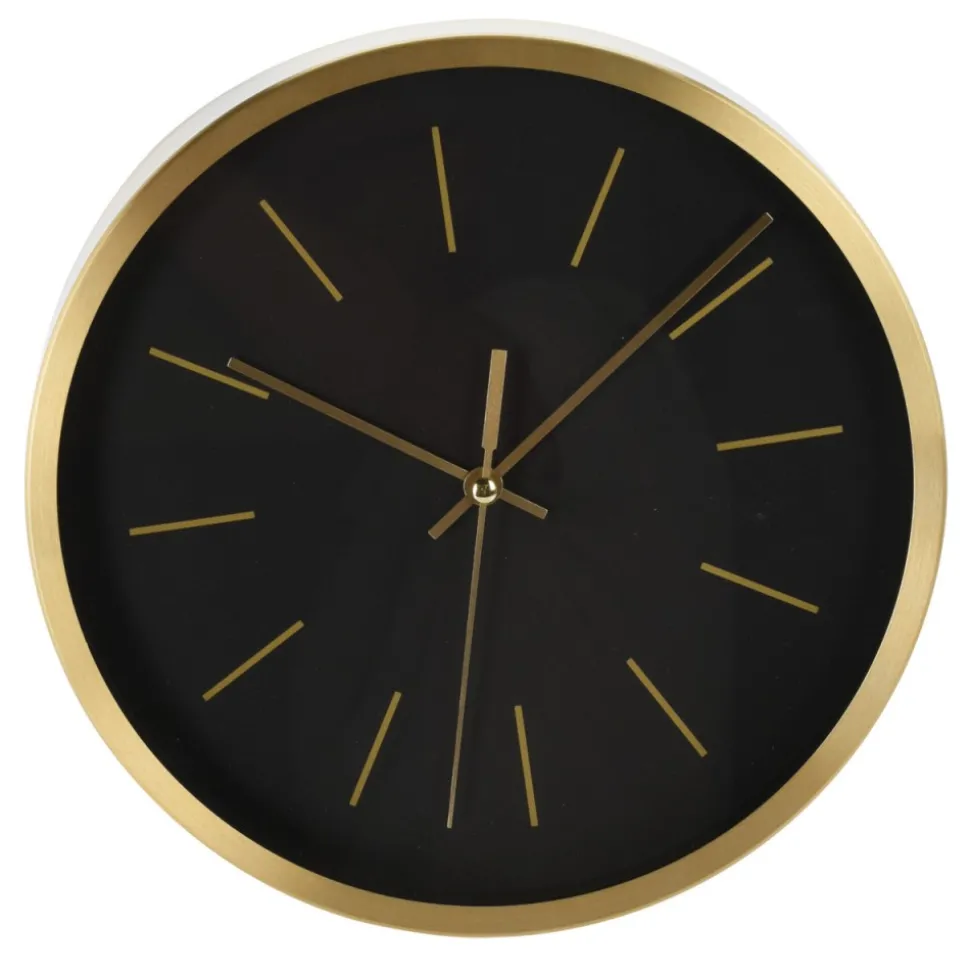 Zegar ścienny okrągły czarno złoty 25 cm