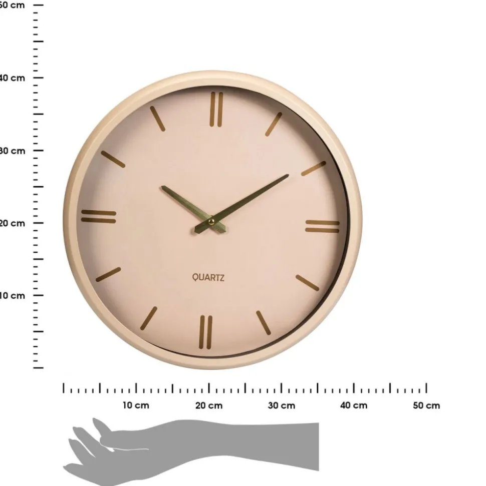 Zegar ścienny okrągły w kolorze kremowym 38 cm