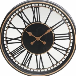 Zegar ścienny z rzymskimi cyframi 49 cm w czarno złotej ramie