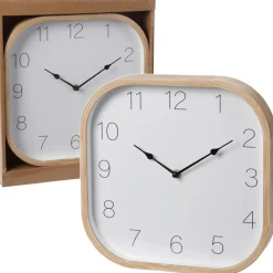 Zegar ścienny z ramą imitującą drewno 30x30 cm * H&S Decoration Outlet