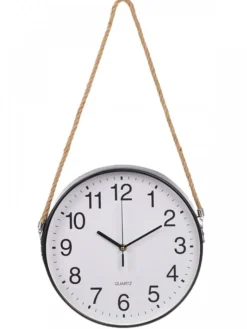 Zegar wiszący na linie czarny 30 cm * GIFTDECOR Online