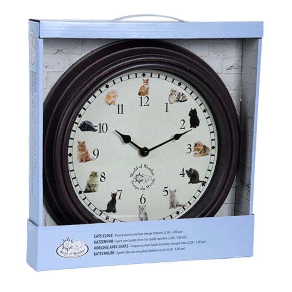 Zegar z odgłosami kotów Ścienny 30 cm * Esschert Design New