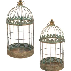 Zestaw 2 dekoracyjnych klatek w stylu vintage h49,5 cm