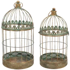 Zestaw 2 dekoracyjnych klatek w stylu vintage h49,5 cm