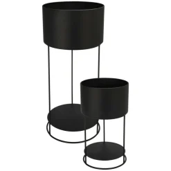 Zestaw 2 donic na stojakach czarny 25,5x56,5 i 20x34,5 cm