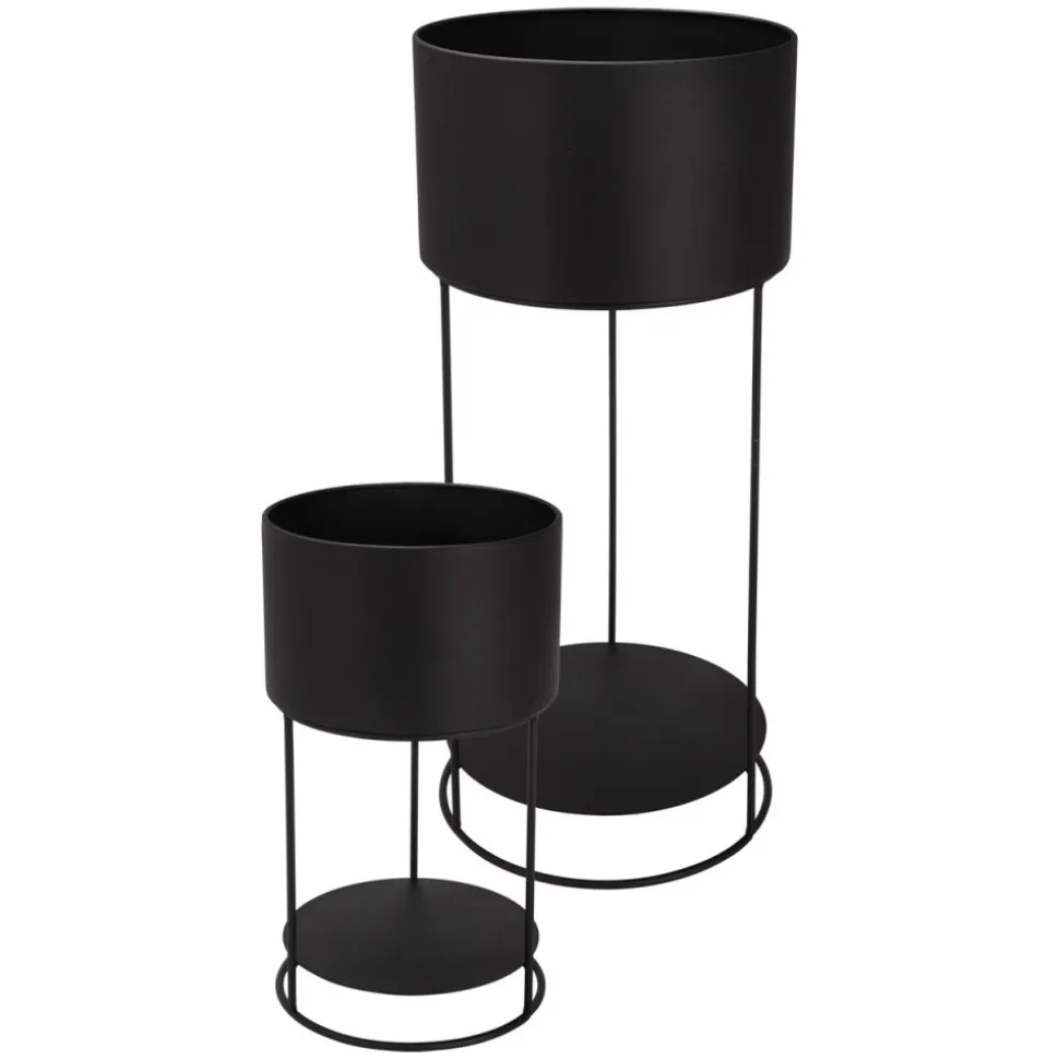 Zestaw 2 donic na stojakach czarny 25,5x56,5 i 20x34,5 cm