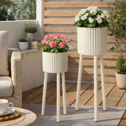 Zestaw 2 donic na stojakach Nordic Bloom White