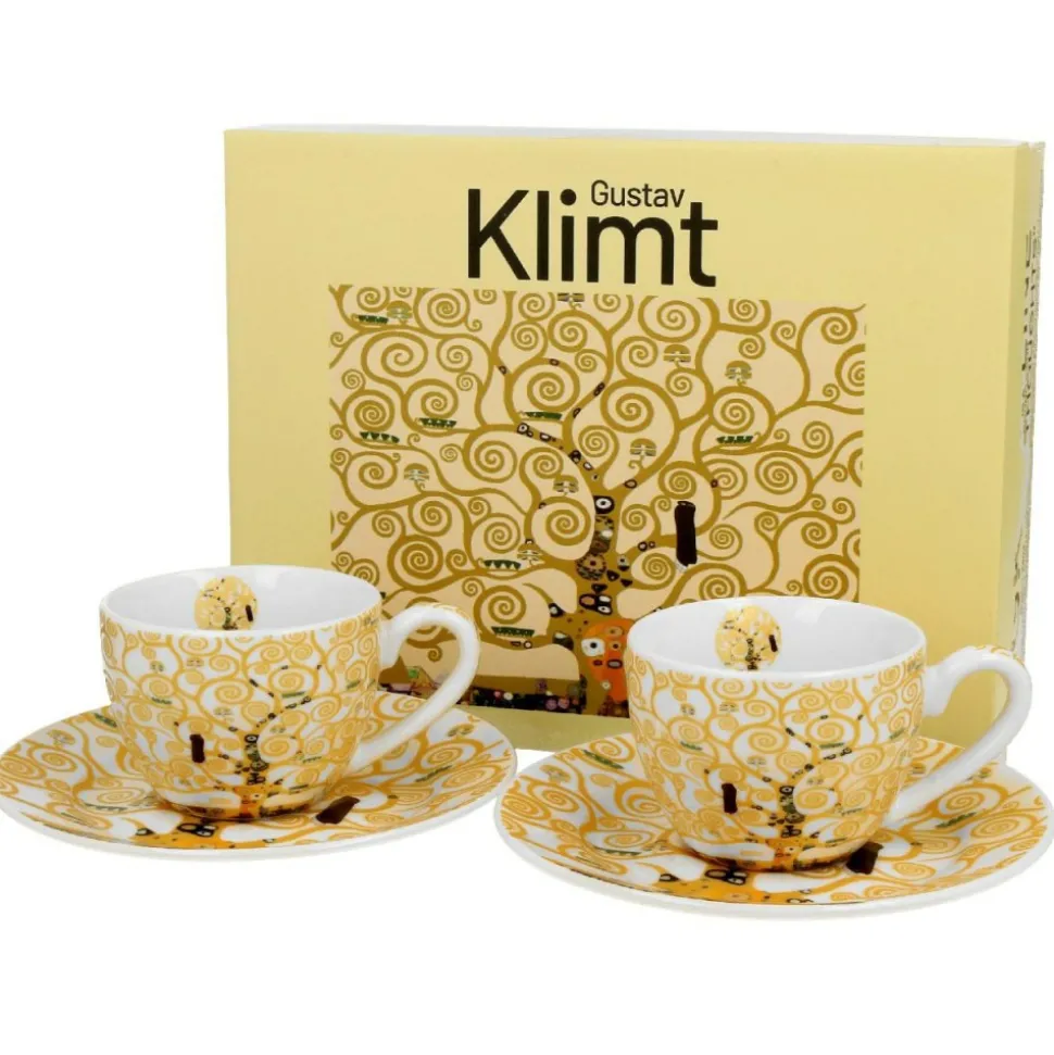 Zestaw 2 filiżanek espresso Klimt Ecru Tree Of Life 90 ml