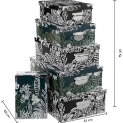 Zestaw 6 kartonowych pudełek Black Flora