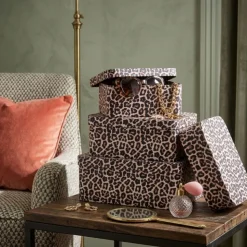 Zestaw 4 kartonowych pudełek Leopard
