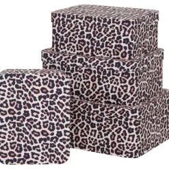 Zestaw 4 kartonowych pudełek Leopard