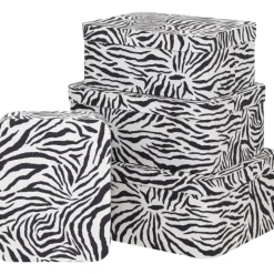 Zestaw 4 kartonowych pudełek Zebra