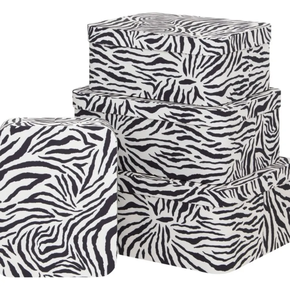 Zestaw 4 kartonowych pudełek Zebra