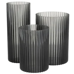 Zestaw 3 nowoczesnych wazonów RIBS transparentny dymiony