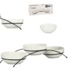 Zestaw 3 porcelanowych miseczek na stojaku