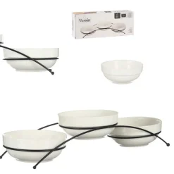 Zestaw 3 porcelanowych miseczek na stojaku