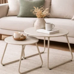 Zestaw 2 stolików metalowych beżowych Loft Duo