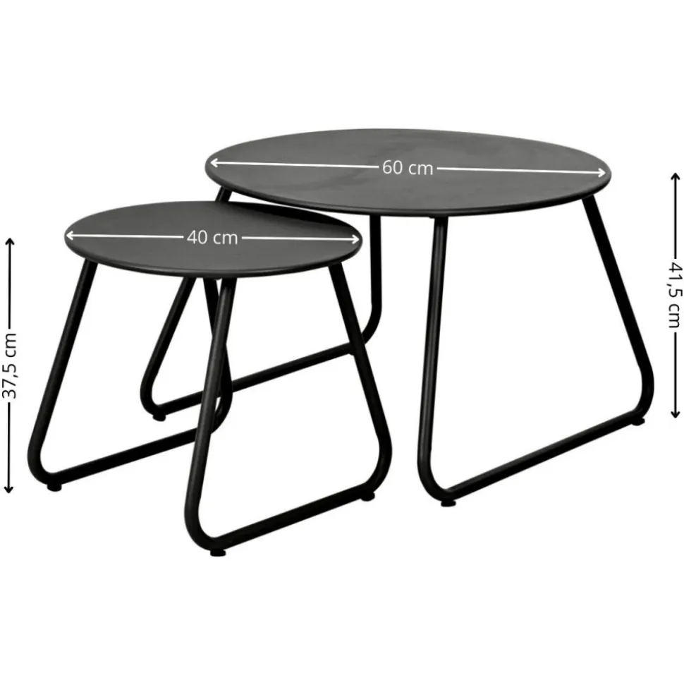 Zestaw 2 stolików metalowych czarnych Loft Duo