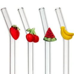 Zestaw 4 szklanych słomek Fruits