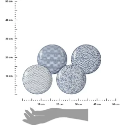 Zestaw 4 szt talerzy porcelanowych Blue Wave