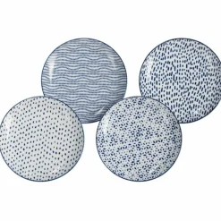 Zestaw 4 szt talerzy porcelanowych Blue Wave