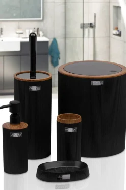 Zestaw łazienkowy Kely Round black/wood