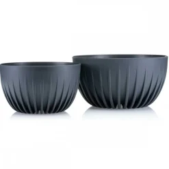 Zestaw doniczek Stripped Eco recykling antracyt