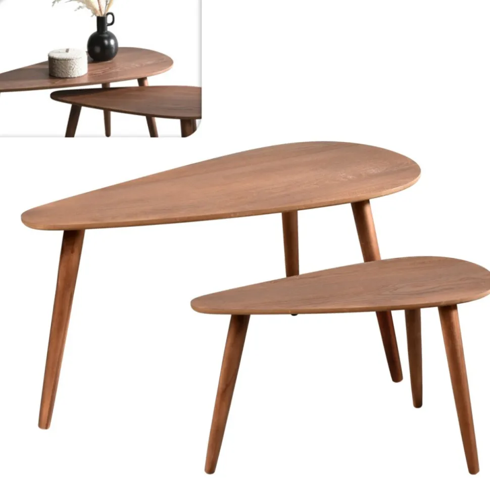 Zestaw dwóch stolików pomocniczych Walnut