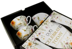 Zestaw filiżanek ze spodkami PANSY 2 sztuki 250 ml