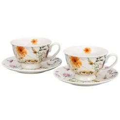 Zestaw filiżanek ze spodkami PANSY 2 sztuki 250 ml